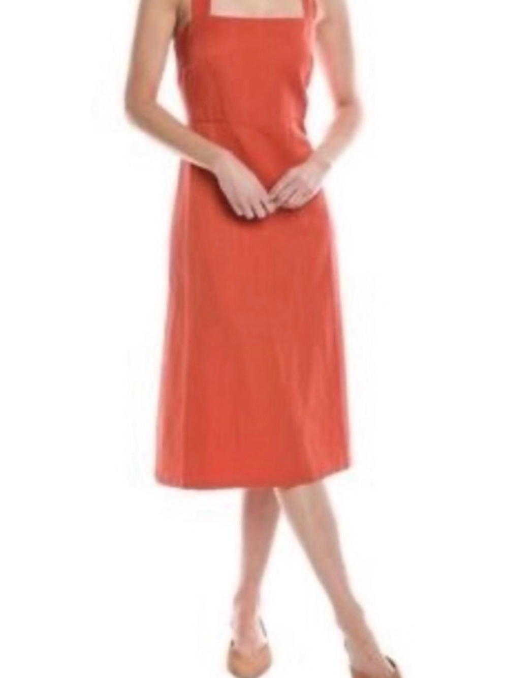 Theory for Anthropologie | Coral Square-Neck Midi Dress - Picture 5 of 8